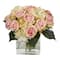 9" Pink Rose & Hydrangea Bouquet Arrangement in Vase